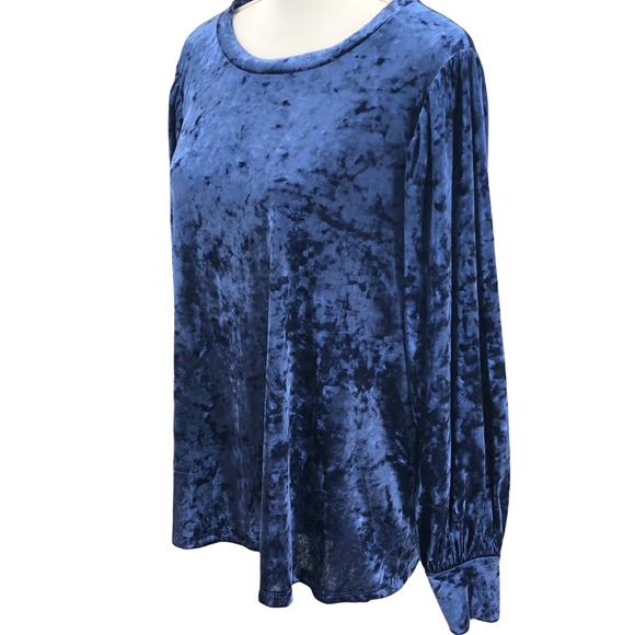 🚨ModCloth NWOT Womens Size 1X Beyond Basic Velvet Long Sleeve Blouse Royal Blue - Picture 4 of 7